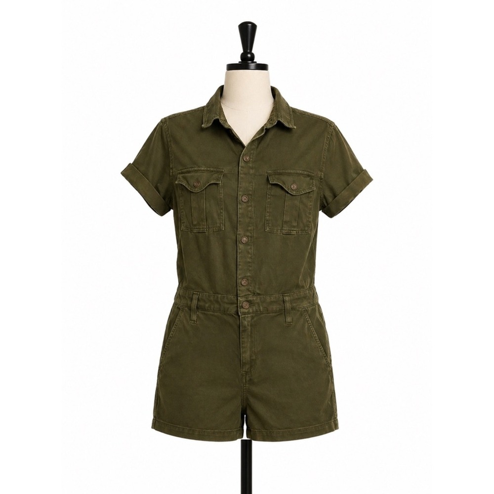 AG Adriano Goldschmied Olive Green‎ Rhoda Utility Shortalls Romper XS